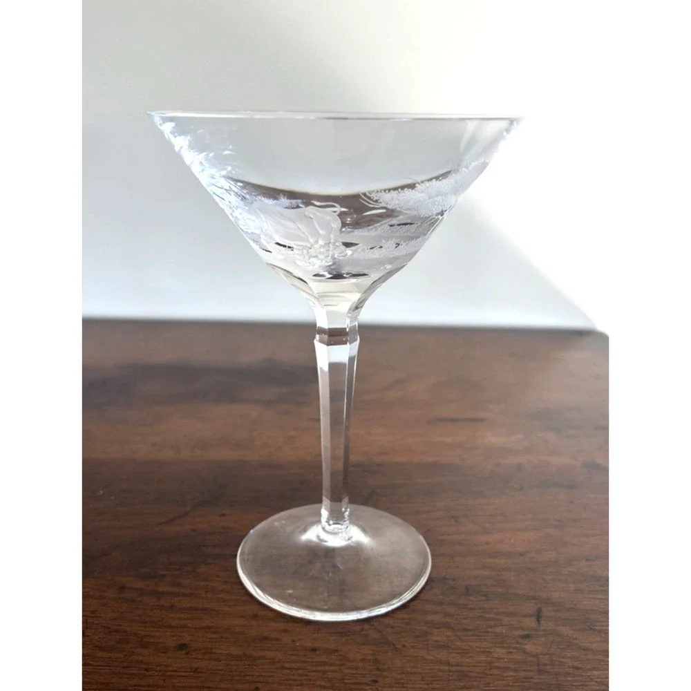 Vintage Varga Clear Crystal Safari Rhino Martini Glass Barware 6.5